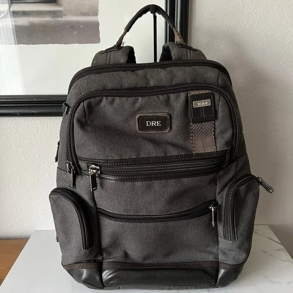 TUMI Alpha Bravo Knox backpack in a charcoal gray